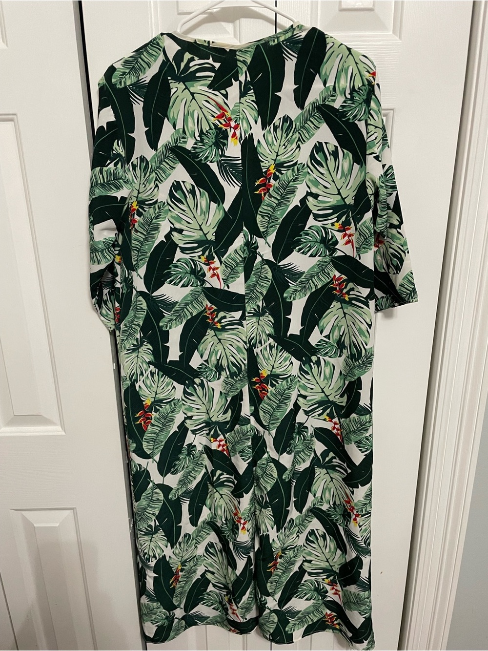 Rachel Zoe Green Tropical Leaf Maxi Dress with Red Accents - Picture 2 of 3
